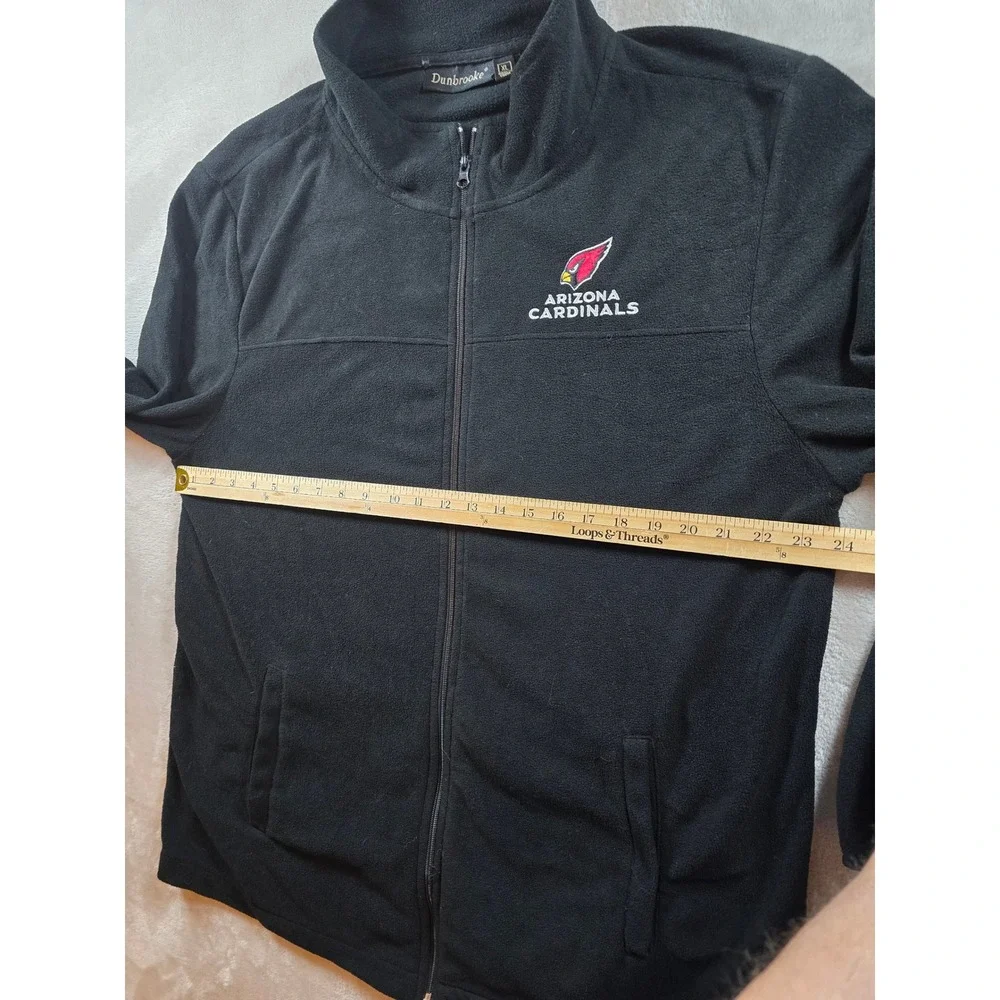 Arizona Cardinals Jacket Mens XL Black Full‎ Zip Fleece Pockets Dunbrooke NFL